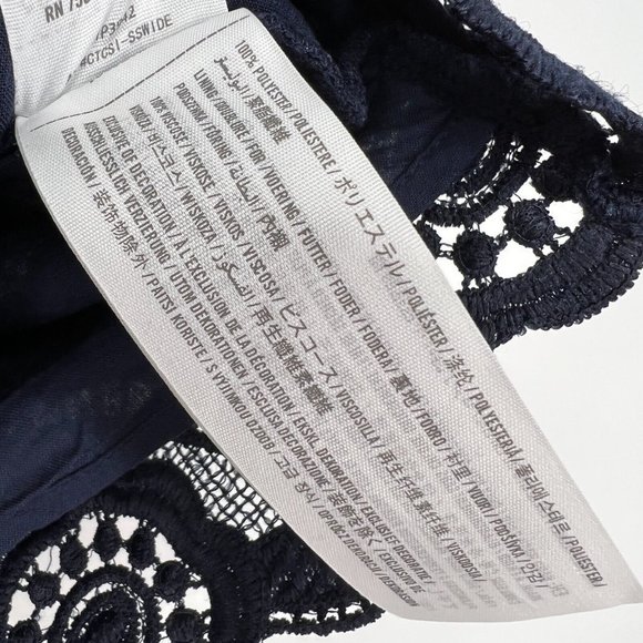 Abercrombie & Fitch Skirt Navy Blue Embroidered Crochet Mini - Picture 6 of 10